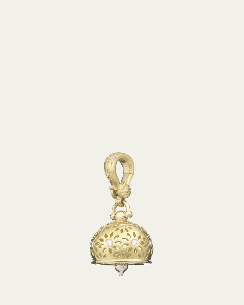 18K Yellow Gold Eyelet Meditation Bell with Diamonds